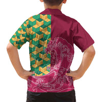 Japanese Bishamon-Kikkou Pattern Family Matching Puletasi and Hawaiian Shirt Water Pillar Silent River Flow LT9 - Polynesian Pride