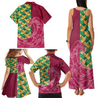 Japanese Bishamon-Kikkou Pattern Family Matching Tank Maxi Dress and Hawaiian Shirt Water Pillar Silent River Flow - Polynesian Pride