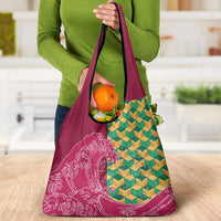 Japanese Bishamon-Kikkou Pattern Grocery Bag Water Pillar Silent River Flow - Polynesian Pride