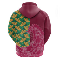 Japanese Bishamon-Kikkou Pattern Hoodie Water Pillar Silent River Flow - Polynesian Pride