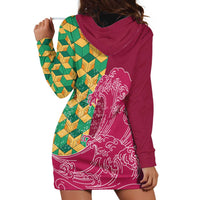 Japanese Bishamon-Kikkou Pattern Hoodie Dress Water Pillar Silent River Flow - Polynesian Pride