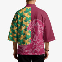 Japanese Bishamon-Kikkou Pattern Kimono Water Pillar Silent River Flow - Polynesian Pride