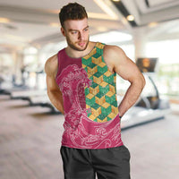 Japanese Bishamon-Kikkou Pattern Men Tank Top Water Pillar Silent River Flow LT9 Burgundy - Polynesian Pride
