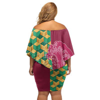 Japanese Bishamon-Kikkou Pattern Off Shoulder Short Dress Water Pillar Silent River Flow - Polynesian Pride