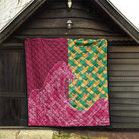 Japanese Bishamon-Kikkou Pattern Quilt Water Pillar Silent River Flow - Polynesian Pride