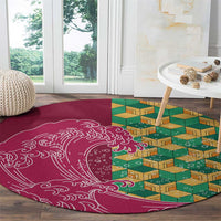 Japanese Bishamon-Kikkou Pattern Round Carpet Water Pillar Silent River Flow - Polynesian Pride