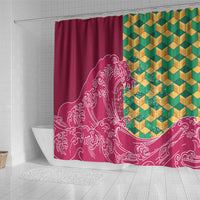 Japanese Bishamon-Kikkou Pattern Shower Curtain Water Pillar Silent River Flow - Polynesian Pride