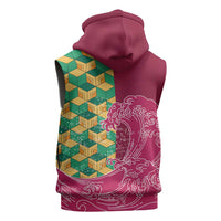 Japanese Bishamon-Kikkou Pattern Sleeveless Zip Hoodie Water Pillar Silent River Flow LT9 - Polynesian Pride