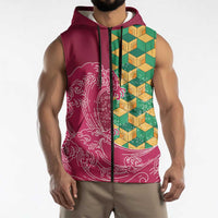 Japanese Bishamon-Kikkou Pattern Sleeveless Zip Hoodie Water Pillar Silent River Flow LT9 - Polynesian Pride