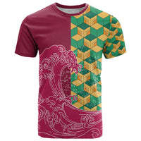 Japanese Bishamon-Kikkou Pattern T Shirt Water Pillar Silent River Flow - Polynesian Pride