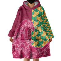Japanese Bishamon-Kikkou Pattern Wearable Blanket Hoodie Water Pillar Silent River Flow LT9 - Polynesian Pride