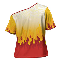 Japanese Kaen Pattern Cross Shoulder Shirt Flame Pillar Blazing Lion Heart LT9 - Polynesian Pride