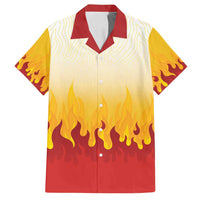 Japanese Kaen Pattern Family Matching Puletasi and Hawaiian Shirt Flame Pillar Blazing Lion Heart LT9 Dad's Shirt - Short Sleeve Red - Polynesian Pride