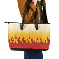 Japanese Kaen Pattern Leather Tote Bag Flame Pillar Blazing Lion Heart LT9 - Polynesian Pride