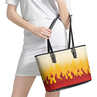 Japanese Kaen Pattern Leather Tote Bag Flame Pillar Blazing Lion Heart LT9 - Polynesian Pride