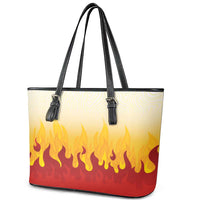 Japanese Kaen Pattern Leather Tote Bag Flame Pillar Blazing Lion Heart LT9 - Polynesian Pride