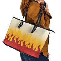 Japanese Kaen Pattern Leather Tote Bag Flame Pillar Blazing Lion Heart LT9 - Polynesian Pride