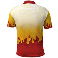 Japanese Kaen Pattern Polo Shirt Flame Pillar Blazing Lion Heart - Polynesian Pride