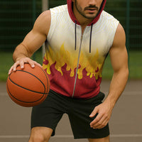 Japanese Kaen Pattern Sleeveless Zip Hoodie Flame Pillar Blazing Lion Heart LT9 - Polynesian Pride