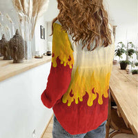 Japanese Kaen Pattern Women Casual Shirt Flame Pillar Blazing Lion Heart - Polynesian Pride