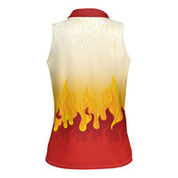 Japanese Kaen Pattern Women Sleeveless Polo Shirt Flame Pillar Blazing Lion Heart LT9 - Polynesian Pride
