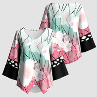 Japanese Kocho Pattern Kimono Sleeve Blouse Insect Pillar Butterfly Flower Fairy - Polynesian Pride