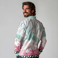 Japanese Kocho Pattern Long Sleeve Polo Shirt Insect Pillar Butterfly Flower Fairy LT9 - Polynesian Pride