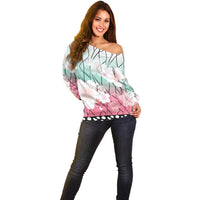 Japanese Kocho Pattern Off Shoulder Sweater Insect Pillar Butterfly Flower Fairy - Polynesian Pride