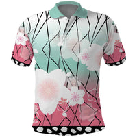 Japanese Kocho Pattern Polo Shirt Insect Pillar Butterfly Flower Fairy LT9 Pink - Polynesian Pride