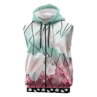 Japanese Kocho Pattern Sleeveless Zip Hoodie Insect Pillar Butterfly Flower Fairy LT9 Pink - Polynesian Pride