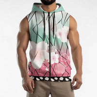 Japanese Kocho Pattern Sleeveless Zip Hoodie Insect Pillar Butterfly Flower Fairy LT9 - Polynesian Pride
