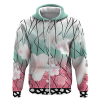 Japanese Kocho Pattern Zip Hoodie Insect Pillar Butterfly Flower Fairy - Polynesian Pride