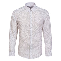 Samoa Lotu Tamaiti Family Matching Summer Maxi Dress and Hawaiian Shirt Polynesian White Sunday Simple LT9 Dad's Shirt - Long Sleeve White - Polynesian Pride