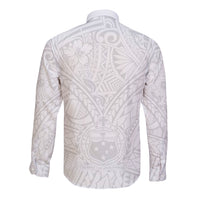 Samoa Lotu Tamaiti Long Sleeve Button Shirt Polynesian White Sunday Simple LT9 - Polynesian Pride