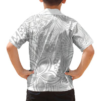 Samoa Lotu Tamait Family Matching Off Shoulder Short Dress and Hawaiian Shirt Tropical Plant White Sunday With Polynesia Pattern LT9 - Polynesian Pride