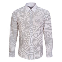 Samoa Lotu Tamait Family Matching Summer Maxi Dress and Hawaiian Shirt Tropical Plant White Sunday With Polynesia Pattern LT9 Dad's Shirt - Long Sleeve White - Polynesian Pride