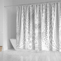 Samoa Lotu Tamait Shower Curtain Tropical Plant White Sunday With Polynesia Pattern LT9 - Polynesian Pride
