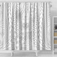 Samoa Lotu Tamait Shower Curtain Tropical Plant White Sunday With Polynesia Pattern LT9 - Polynesian Pride