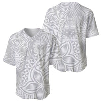 Personalised Samoa Lotu Tamait Baseball Jersey Tropical Plant White Sunday With Polynesia Pattern LT9 - Polynesian Pride