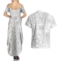 Personalised Samoa Lotu Tamait Couples Matching Summer Maxi Dress and Hawaiian Shirt Tropical Plant White Sunday With Polynesia Pattern LT9 - Polynesian Pride
