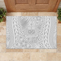 Personalised Samoa Lotu Tamait Rubber Doormat Tropical Plant White Sunday With Polynesia Pattern LT9 - Polynesian Pride