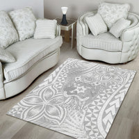Personalised Tonga White Sunday Area Rug Tropical Plant With Polynesian Pattern LT9 - Polynesian Pride