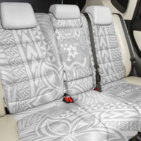 Personalised Tonga White Sunday Back Car Seat Cover Tropical Plant With Polynesian Pattern