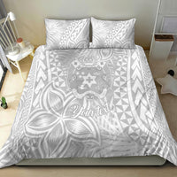 Personalised Tonga White Sunday Bedding Set Tropical Plant With Polynesian Pattern LT9 - Polynesian Pride