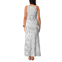 Personalised Tonga White Sunday Family Matching Tank Maxi Dress and Hawaiian Shirt Tropical Plant With Polynesian Pattern LT9 - Polynesian Pride