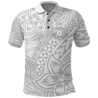 Personalised Tonga White Sunday Polo Shirt Tropical Plant With Polynesian Pattern LT9 White - Polynesian Pride