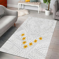 Tonga White Sunday Area Rug Polynesian Plumeria Tribal Simple LT9 - Polynesian Pride