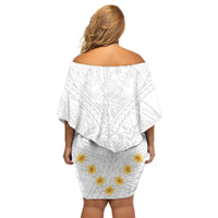 Tonga White Sunday Family Matching Off Shoulder Short Dress and Hawaiian Shirt Polynesian Plumeria Tribal Simple LT9 - Polynesian Pride