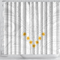Tonga White Sunday Shower Curtain Polynesian Plumeria Tribal Simple LT9 - Polynesian Pride