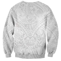 Tonga White Sunday Sweatshirt Polynesian Plumeria Tribal Simple LT9 - Polynesian Pride